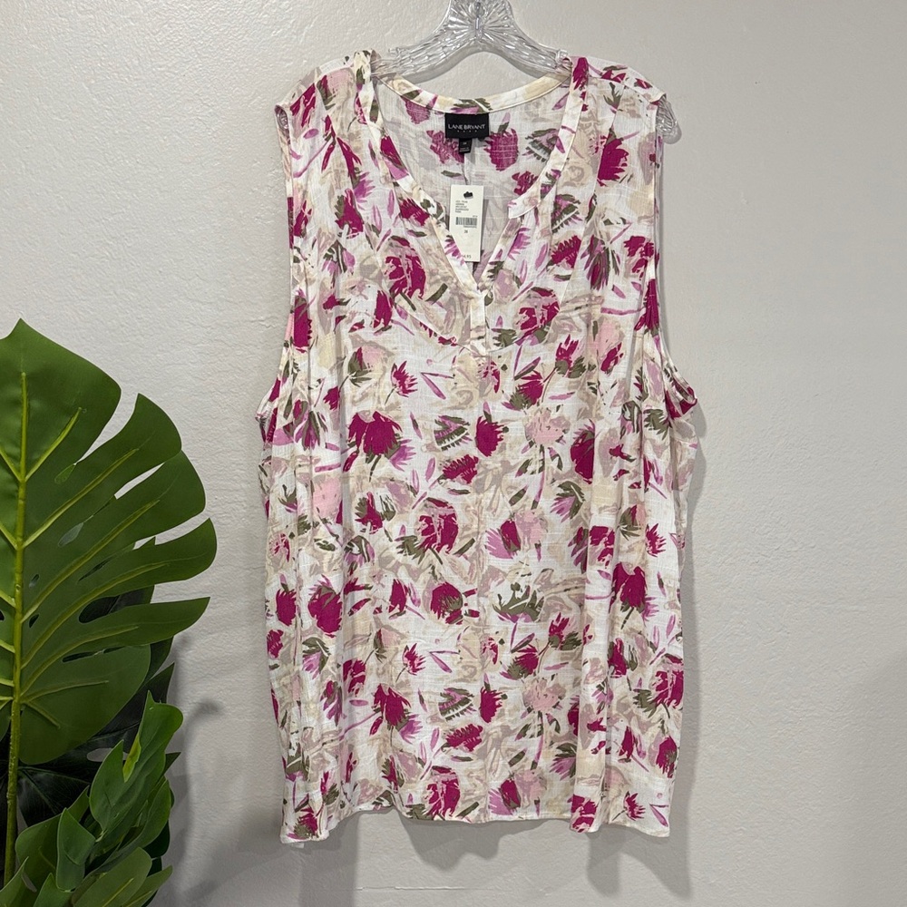 NWT Lane Bryant Floral Sleeveless Blouse - Pink and Cream plus size 28